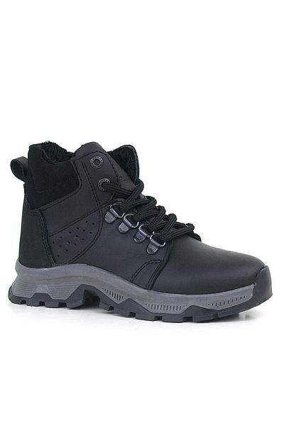 Rakerplus Ghete de trekking pentru băiat din piele naturală neagră cu fermoar