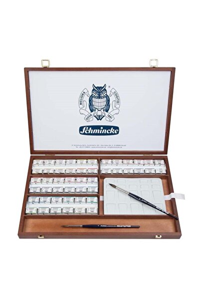 Schmincke Horadam Aquarell Ahşap Kutu Artist Sulu Boya Seti 48 X Tam Tablet 74348