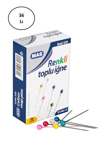 Mas 320 Colored Head Bulk Needle 32 Mm 36 Pieces