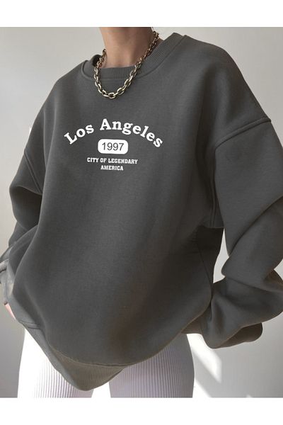 Sweetline Los Angeles 1997 Oversize Smoked Printed Winter Thick Cycling Yala Sweatshirt