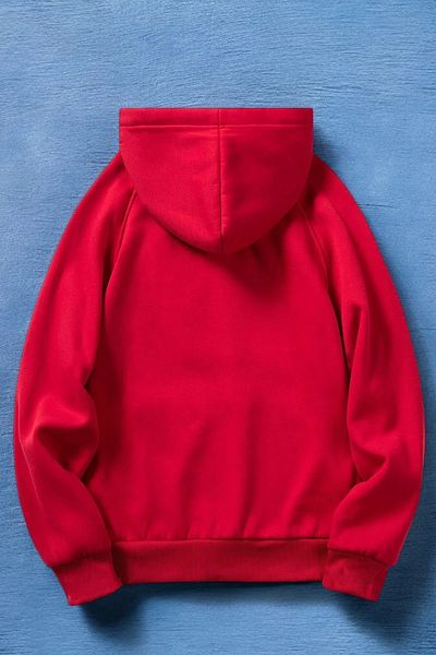 halowear Унисекс суитшърт от плетена материя с 2 нишки, релефно червено цвете и пеперуда