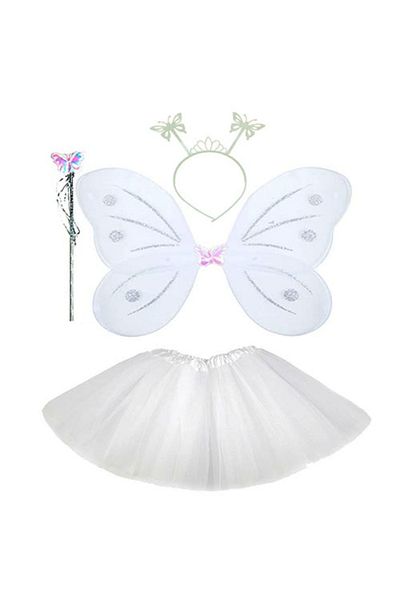 nuit dose White Butterfly Costume - White Butterfly Costume Accessory Set 4 Pieces