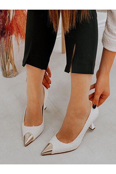 ERVANIN BUTİĞİ Detaliu cu schelet din aur alb (Tress) Stiletto pentru femei