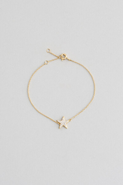 So CHIC... Deniz Yıldızı 18 Ayar Sarı Altın Kaplama 18 Cm Gümüş Bileklik
