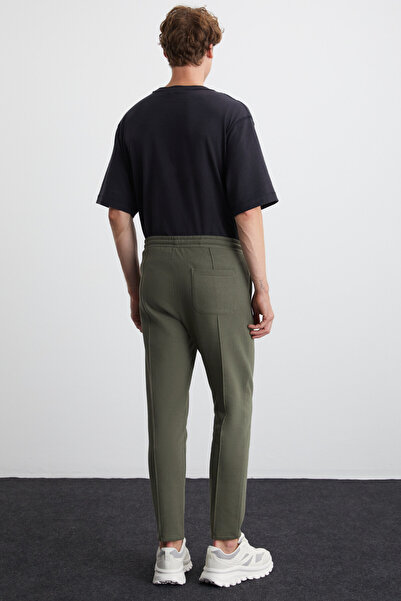 GRIMELANGE Scuby ανδρική κανονική εφαρμογή Άνετη εφαρμογή με ραβδώσεις ελαστική μέση με τρεις τσέπες πράσινο φούτερ