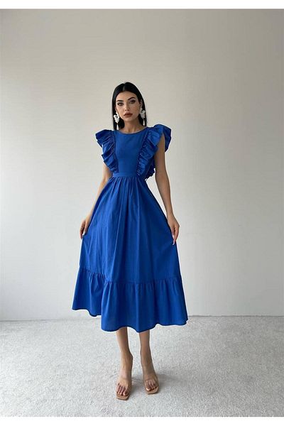 conconmoda Rozalinda Ruffle Sleeve Dress - Blue