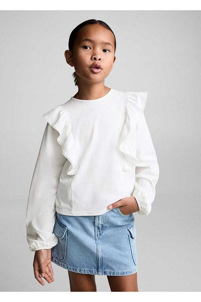 MANGO Kids Μπλούζα με λεπτομέρεια βολάν