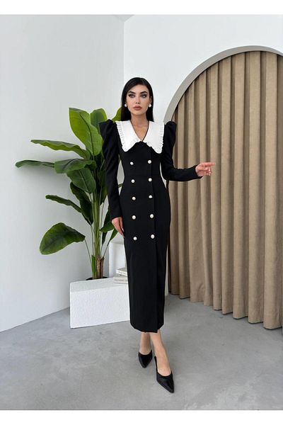 conconmoda Βρεφικό γιακά και κουμπιά Λεπτομερές μακρύ φόρεμα από λιλά