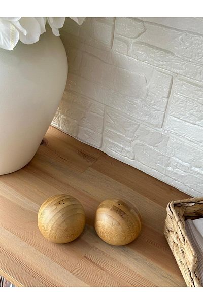 ANJEAHOME Mi̇en Bamboo Ball Salt and Pepper Shaker