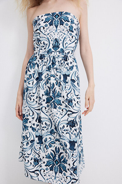 H&M Pamuklu Bandeau Elbise