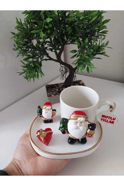 e&e süs dükkanı Yılbaşı temalı hediyelik sunumluk kahve fincanı modeli