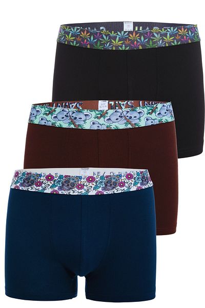 Saint Sail Cotton Lycra Flexible Fabric Printed Colorful Patterned Set of 3 Men's Boxers