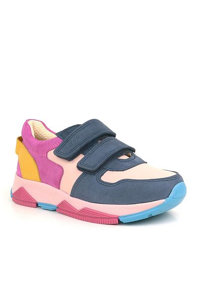 Rakerplus Genuine Leather Navy Blue Pink Kids Sneakers Sports Shoes
