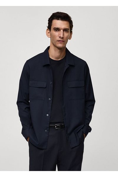 MANGO Man Slim-Fit Shirt Jacket with Pockets