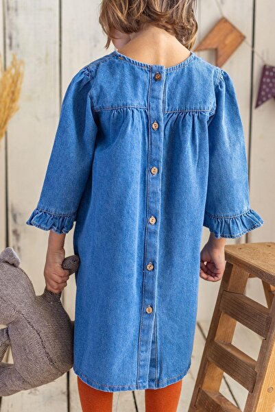 Oliven The Kid Rochie pentru fetiță Robadan cu detaliu nasturi Albastru