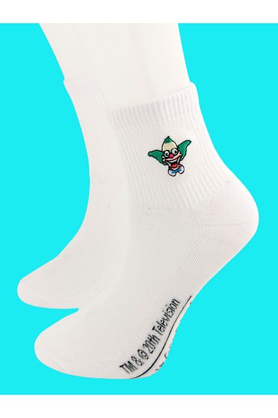 Shuttle Park Unisex Imported Special Series - Λευκές κάλτσες κλόουν με πολύχρωμες πετσέτες με σχέδιο κλόουν