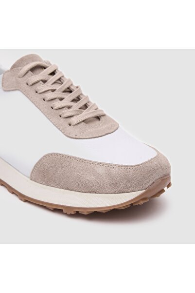 TOGO Beyaz Bej Süet Hakiki Deri Erkek Spor Ayakkabı [052120] - Elit Serisi