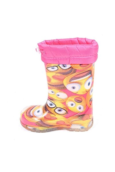 moda ayakkabım Moda Ayakkabı 23-109 Srb Pembe Emoji Kürklü Kız Çocuk Çizme