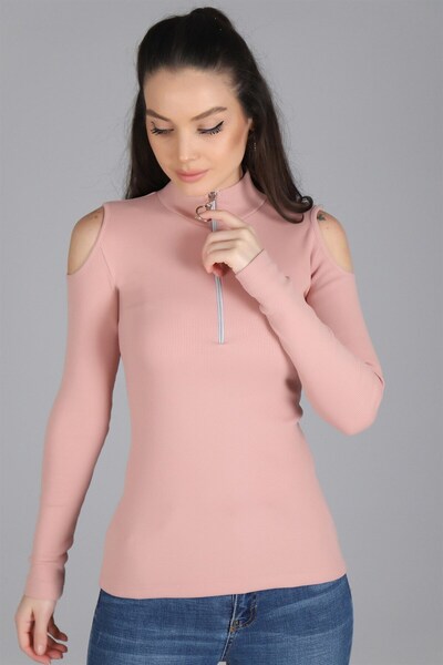 SWEETNESS Жіноча блуза з декольте на плечах, на блискавці, з капюшоном