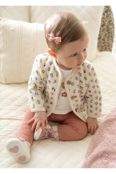MAYORAL Pomegranate Flower Patterned Baby Girl Tights and Jacket Set