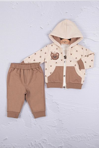 Babydonat 3-Piece Embroidered Bear Set for Baby Boy - 100% Cotton