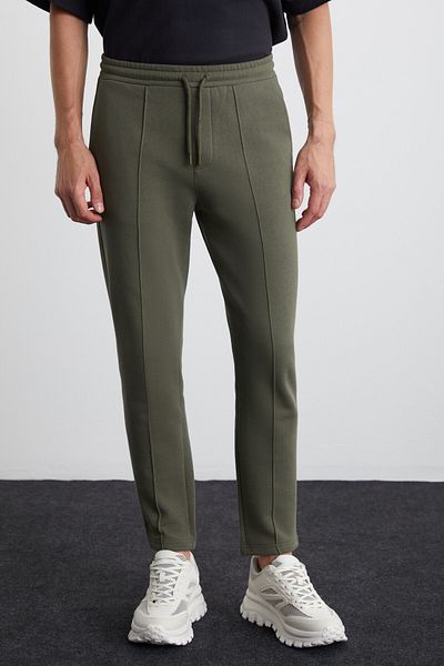 GRIMELANGE Scuby Men's Regular Fit Comfortable Fit Ribbed Waist Elastic Three Pocket Green Sweatpants