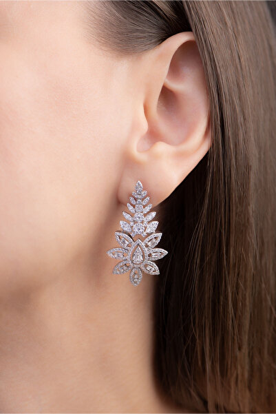 So CHIC... Romantik Rüya 18 Ayar Beyaz Altın Kaplama Gümüş Küpe