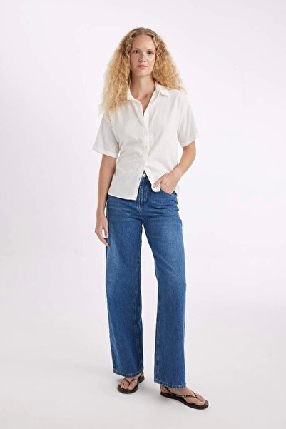 DeFacto D2581 Wide Leg Fit Normal Bel Jean Pantolon