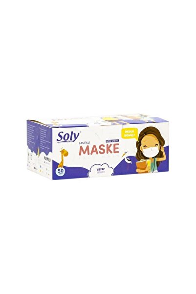 Soly 3 Katlı Çocuk Maske 50 li Beyaz