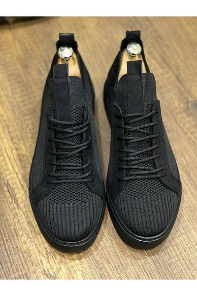 BOA KB 112 Black Black SoleTricot Lace-up Casual Men's Shoes