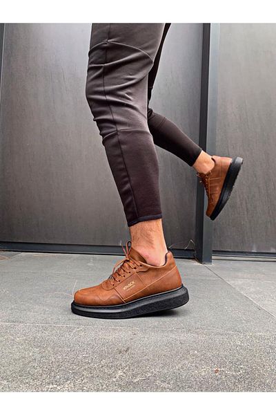K&A High Sole Casual Shoes Tan (Black Sole)