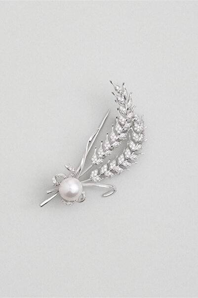 So CHIC... Bereketli İnci 18 Ayar Beyaz Altın Kaplama Gümüş Broş