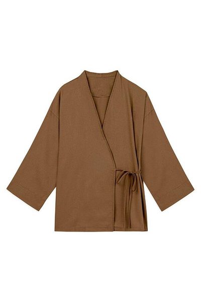 praye Кафяво кимоно GaBardine - Дизайн на връзки