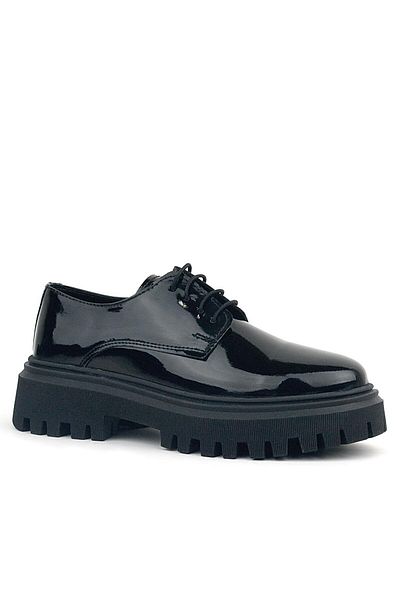Rakerplus Pantofi casual Oxford cu șireturi din piele neagră