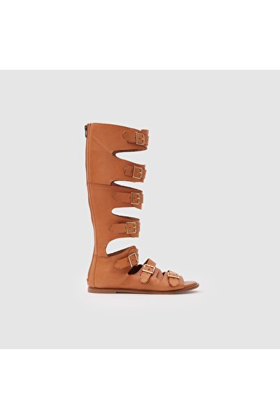 TOGO Kokonat Hakiki Deri Kadın Gladyatör Sandalet [060208]