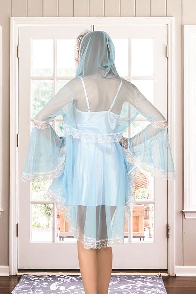 Osso Fashion White Turquoise Tulle Lace Dressing Gown &amp;   Nightgown Set 2' Li
