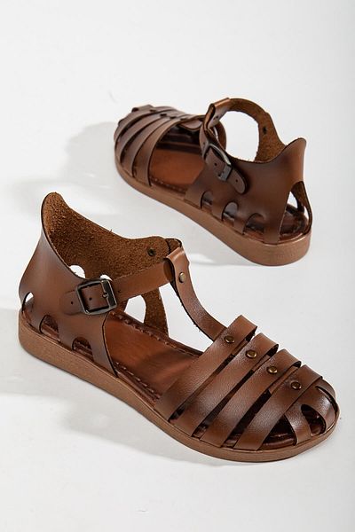 Ccway Sandale de damă din 4 piese piele bronzată