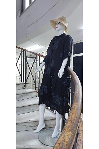 Bohem Stil Rochie de in cu mânecă lungă cu guler cămașă italiană imprimată digital