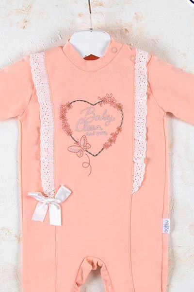 Babydonat Heart Embroidered 100% Cotton Baby Girl Jumpsuit - Love