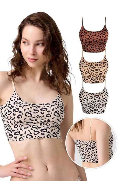 Cottonhill Ρυθμιζόμενες λεπτές τιράντες με μοτίβο Crop Bustier - Συσκευασία των 3