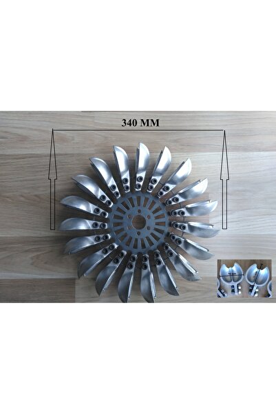 Store Pelton Türbin Çarkı ( Dış Çap = 340 mm & 13.39 inch ) Alüminyum Kaşıklı