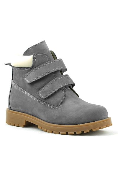 Rakerplus Cizme pentru copii Neson din piele naturală gri Velcro