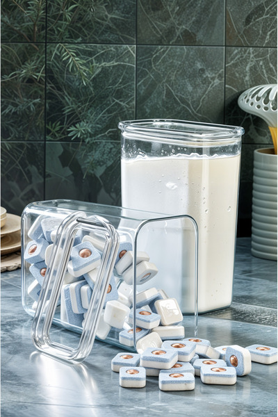 Milenay Crystal Clear Series - 6 Pieces Vacuum Silicone Storage Gasket, 3 Liter Volume Plastic Storage Container