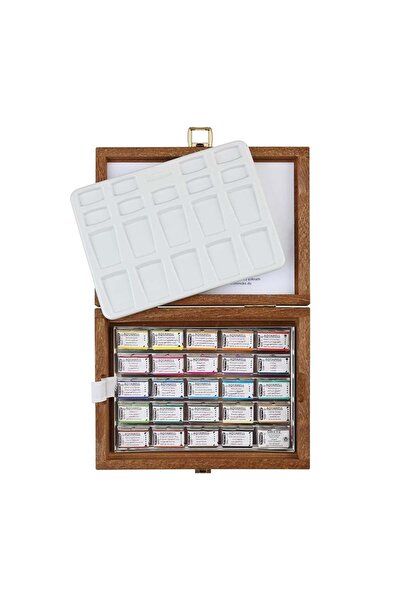 Schmincke Horadam Aquarell Ahşap Kutu Artist Sulu Boya Seti 24 X Tam Tablet 7...