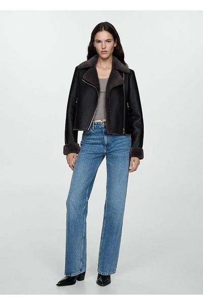 MANGO Woman Faux Fur Lined Jacket