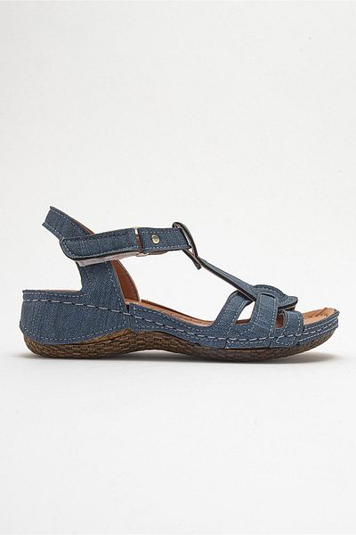 Ccway Women's Velcro Sandals Navy Denim