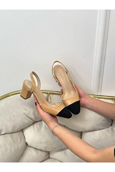 ERVANIN BUTİĞİ NUDE SİYAH  (Diana) Topuklu Ayakkabı