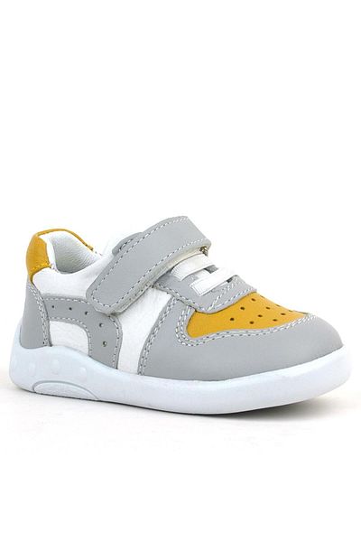 Rakerplus Genuine Leather Gray Yellow Anatomical Baby Sports Shoes