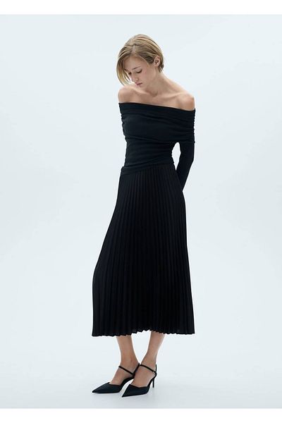 MANGO Woman Πλισέ μακριά φούστα