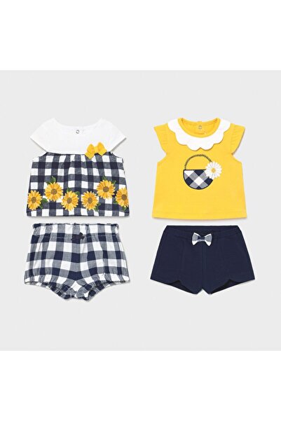 MAYORAL طقم شورت بناتي صيفي بأكمام قصيرة مكون من 4 قطع 1648